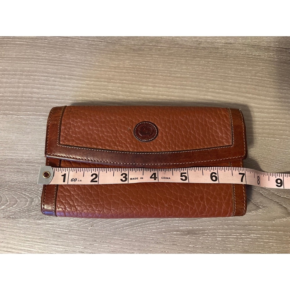 Vintage Dooney & Bourke All Weather Leather Trifold Kiss Lock Wallet Old Money - Picture 7 of 9